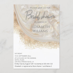 Invitation Pearl rose or marbre agate calligraphie