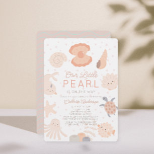 Invitation Pearl Seashell Créations Baby shower fille rose
