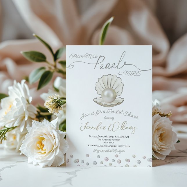 Invitation Pearl & Shell Pearlcore Mlle à MRS Fête des mariée (Créateur téléchargé)