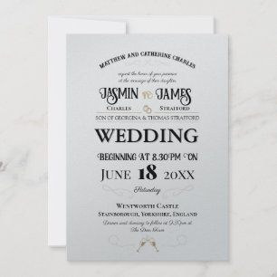Invitation Pearl Shimmer Mariage de la police du patrimoine