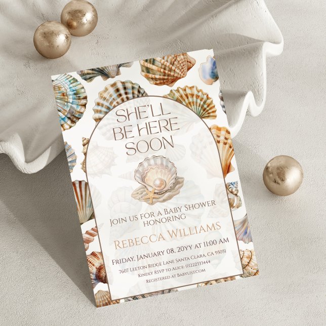 Invitation Pearl Under The Sea You Soon Girl Baby Shower (Créateur téléchargé)