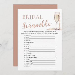 Invitation Pearles d'or et Prosecco Bridal Word Scramble Jeu