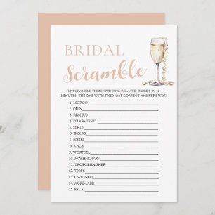 Invitation Pearles d'or et Prosecco Bridal Word Scramble Jeu