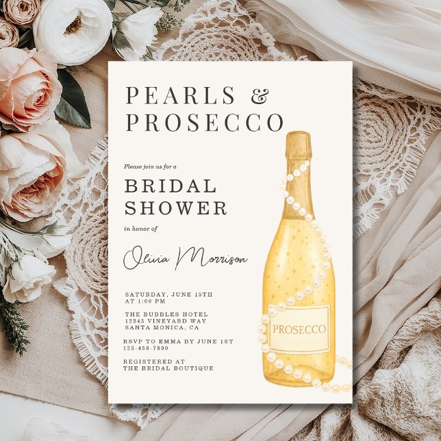 Invitation Pearls and Prosecco Bridal Shower (Créateur téléchargé)