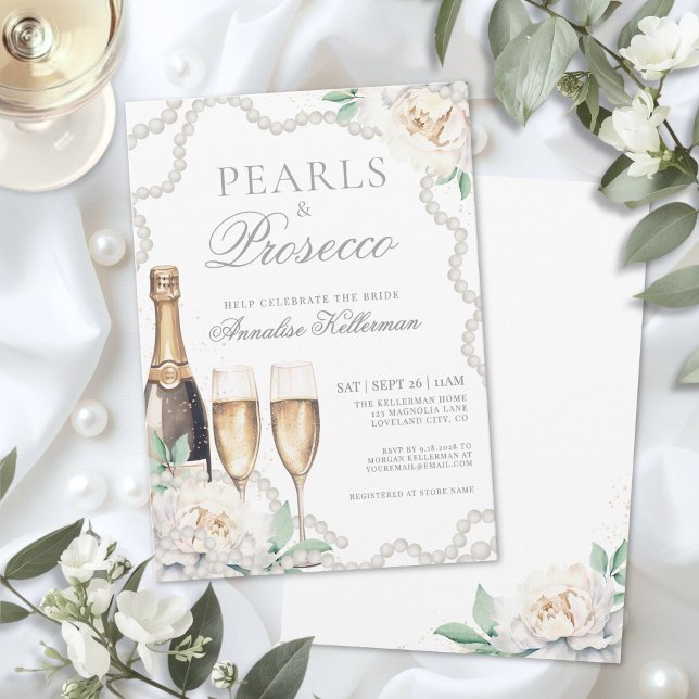 Invitation Pearls And Prosecco Bridal Shower (Pearls And Prosecco Bridal Shower Invitation)