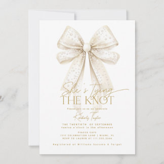 Invitation Pearls Bow Elle noue la Fête des mariées de noeud