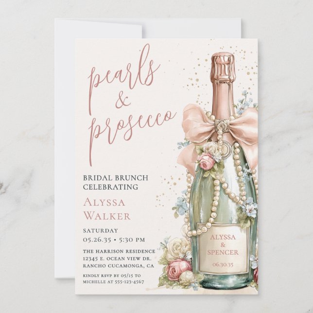 Invitation Pearls & Prosecco Bridal Brunch (Devant)