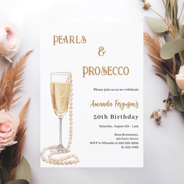 Invitation Pearls Prosecco bulle anniversaire (Créateur téléchargé)