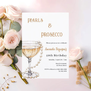 Invitation Pearls Prosecco élégantes bulles d'anniversaire