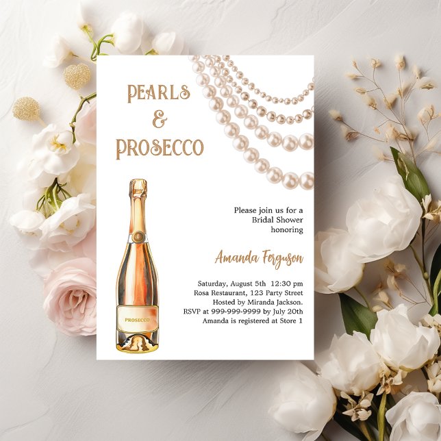 Invitation Pearls Prosecco Fête des mariées élégante (Créateur téléchargé)