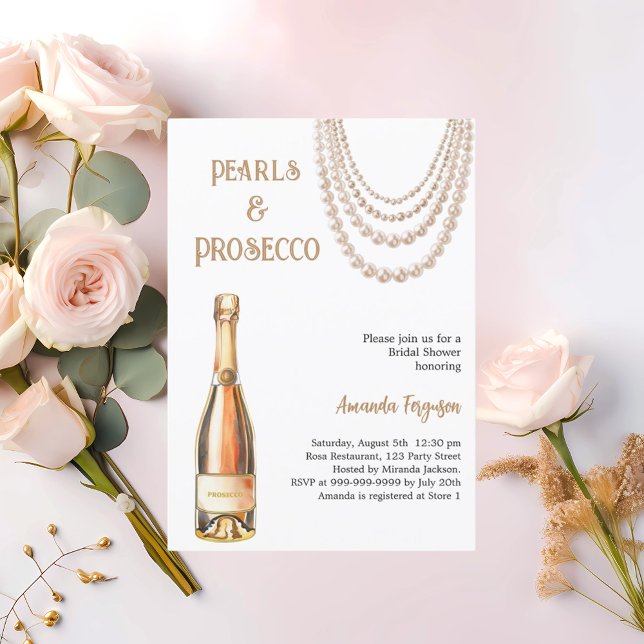 Invitation Pearls Prosecco Fête des mariées élégante (Créateur téléchargé)