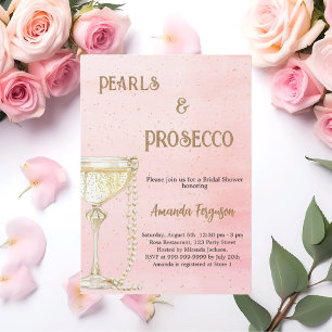 Invitation Pearls Prosecco Fête des mariées élégante rose