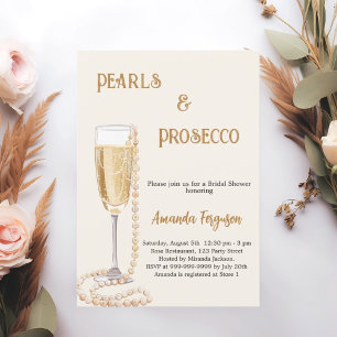 Invitation Pearls Prosecco Fête des mariées en or