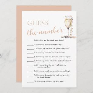 Invitation Pearls & Prosecco Guess le jeu de numéro nuptiale