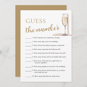 Invitation Pearls & Prosecco Guess le jeu de numéro nuptiale