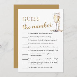 Invitation Pearls & Prosecco Guess le jeu de numéro nuptiale