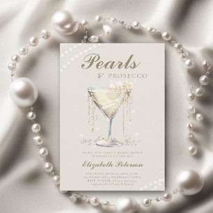 Invitation Pearls Prosecco Ivory Élégant Fête des mariées Bru