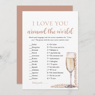 Invitation Pearls & Prosecco Je t'aime autour du monde jeu