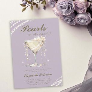 Invitation Pearls Prosecco Lilac Gold Elegant Fête des mariée