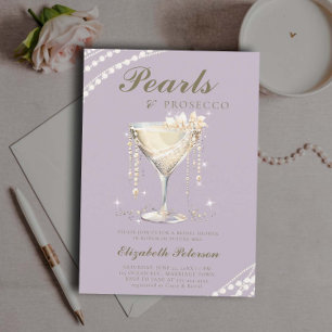 Invitation Pearls Prosecco Lilac Gold Elegant Fête des mariée