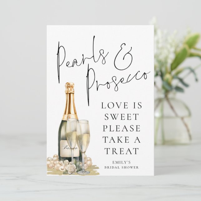 Invitation Pearls Prosecco Love is Sweet Fête des mariées Car (Debout devant)