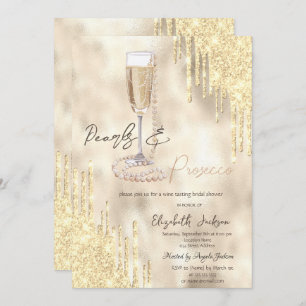 Invitation Pearls Prosecco Parties scintillant or Fête des m