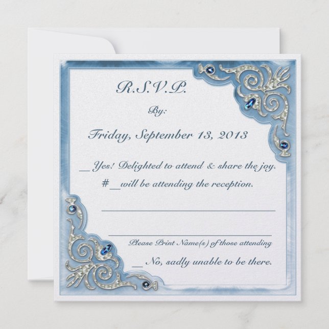 Invitation Pearly Blue (Carté de réponse au mariage) (Devant)