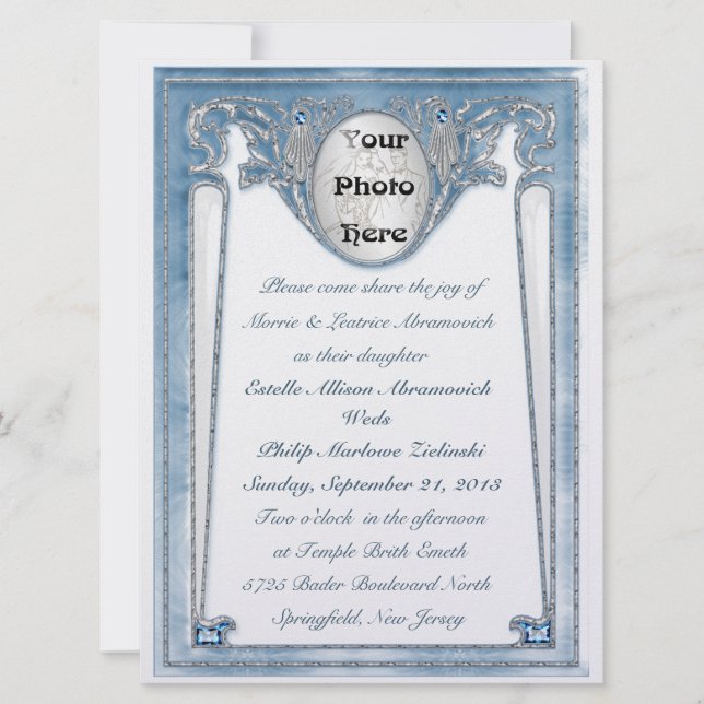 Invitation Pearly Blue - Photo (Invitation de mariage) (Devant)