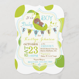 Invitation Peas dans un Baby shower de garçon africain pod In
