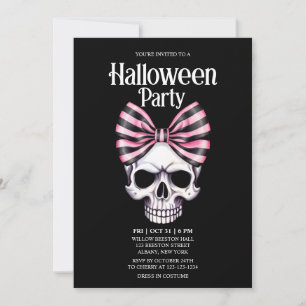 Invitation Peau Bow rayures rose Horreur Halloween Party