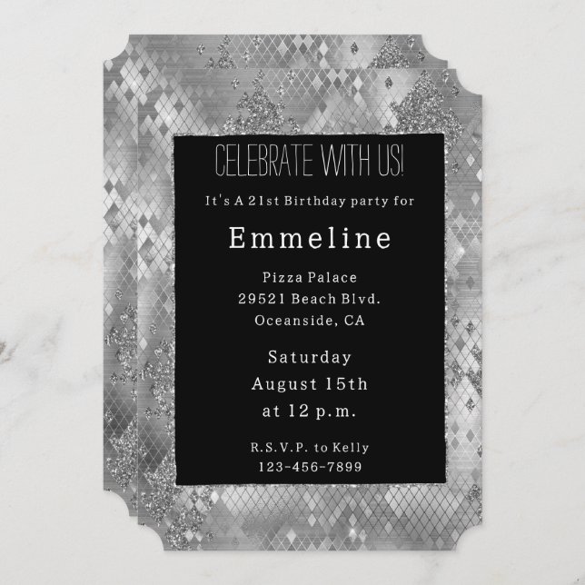 Invitation Peau de serpent à Parties scintillant de glam arge (Devant / Derrière)