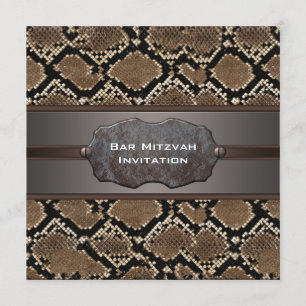 Invitation Peau de serpent Brown et noir Rustique Bar Mitzvah
