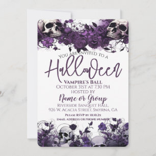 Invitation Peau florale violet fête d'Halloween
