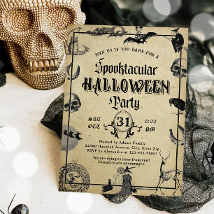 Invitation Peau gothique Vintage de la fête d'Halloween pour