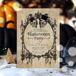 Invitation Peau gothique Vintage de la fête d'Halloween pour<br><div class="desc">Fête d'Halloween pour adultes Invitation crâne gothique Vintage Tous les modèles sont © PIXEL PERFECTION PARTY LTD</div>