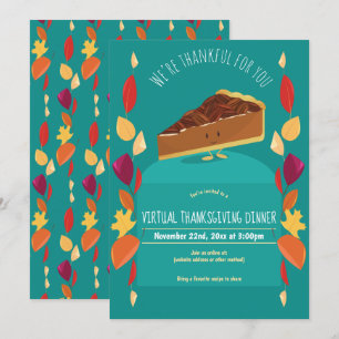 Invitation Pecan Pie Feuilles dîner virtuel de Thanksgiving T