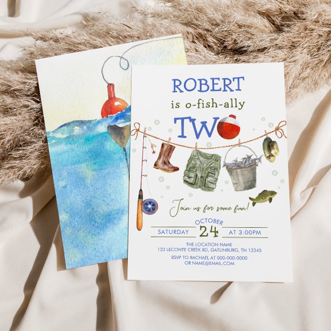 Invitation Pêche 2e anniversaire Blue Boy O-fish-ally (Créateur téléchargé)
