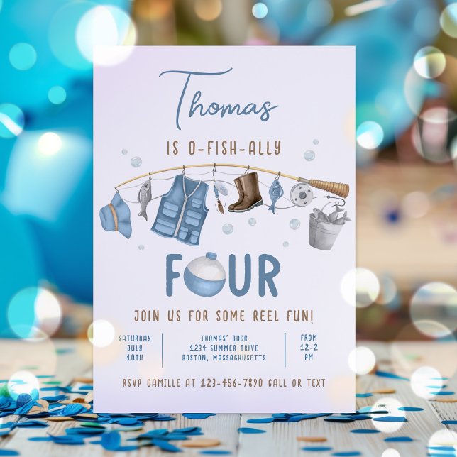 Invitation Pêche 4e anniversaire O-Fish-Ally Quatre anniversa (Créateur téléchargé)