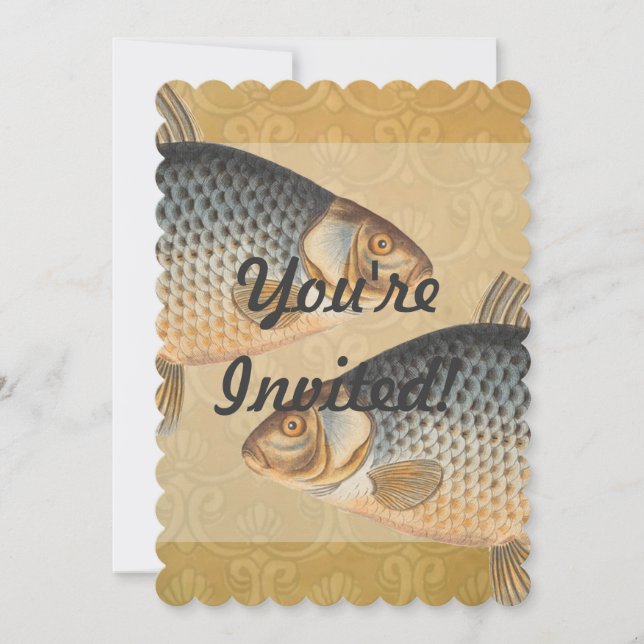 Invitation Pêche à la carpe peinture à l'eau douce (Devant)