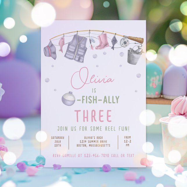 Invitation Pêche Anniversaire Fille O-Fish-Ally Party (Créateur téléchargé)