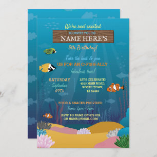 Invitation Pêche Anniversaire Reel Rod Sea Ocean Lake