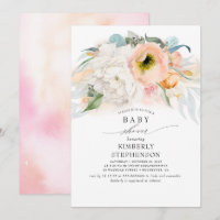 Pêche blanc et rose Baby shower bohème floral