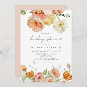 Invitation Pêche & Blush Spring Floral Girl Baby shower