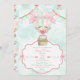 Invitation Pêche chaude de menthe de rose d'aquarelle de