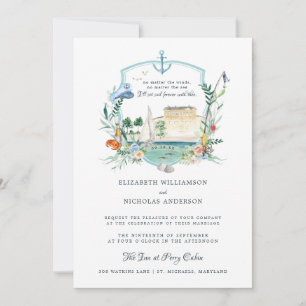 Invitation Pêche Côtière Nautique Balnéaire   Crête Mariage