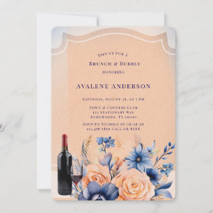 Invitation Pêche de marine peint floral Brunch & Bubbly