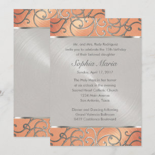 Invitation Pêche de Quinceanera et perruques de Filigree d'ar