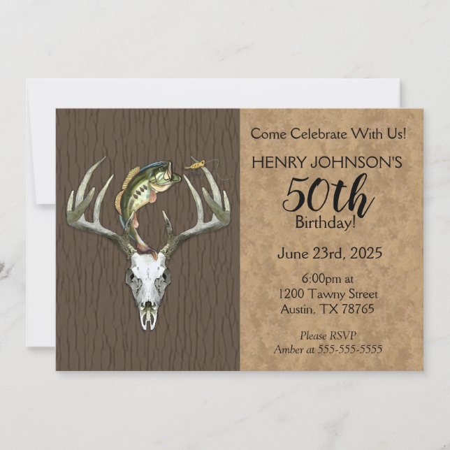 Invitation Pêche et chasse Thème 50ème anniversaire (Devant)