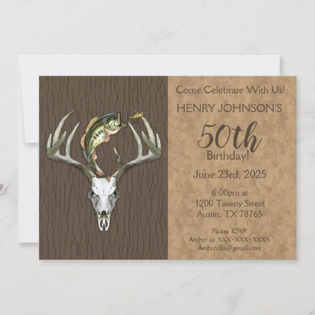Invitation Pêche et chasse Thème 50ème anniversaire (Devant)