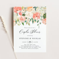Pêche et ivoire Aquarelle Fleurs Couples Douche